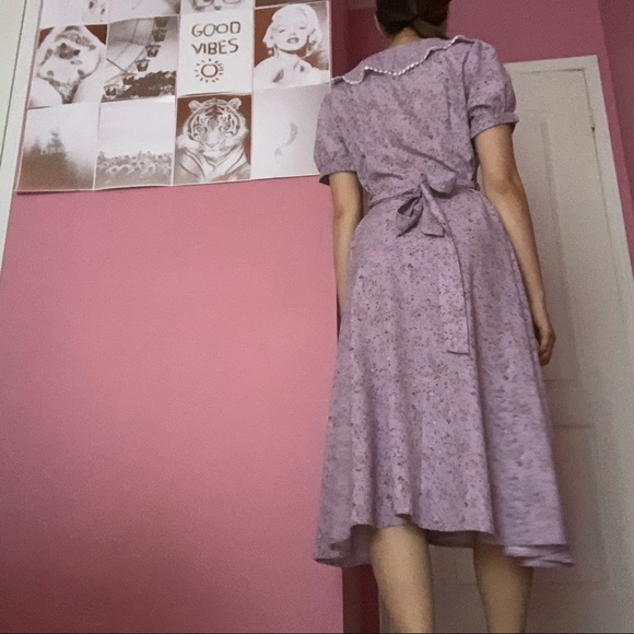 Cottagecore Lilac Floral Midi Dress - Picture 6 of 6